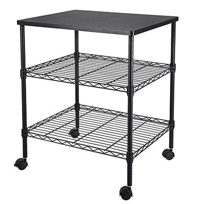 3-Tier Shelf, Adjustable Wire Metal Rack Shelving, Heavy Duty Standing Storage Shelves, Garage, Kitchen, Office, Bathroom, Shelfs Easy Assembly, 22" W x 18" D x 26" H Desktop, Black - color: Black, size: 3-tier 22.05"W x 18.11"D x 26.38"H Desktop