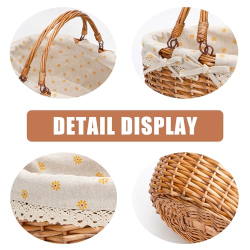 Good GAIN Wicker Picnic Basket w/Fold Handles,Willow Empty Baskets, Yellow - color: Yellow