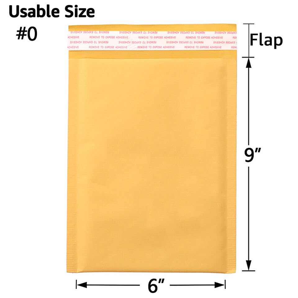 Kraft Bubble Mailers [10 Pack] Shipping Mailing Packing Padded Envelopes #0 (6" x 9") - size: #0 6" x 9"