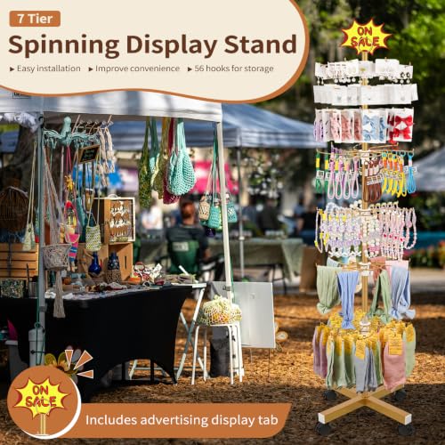 Flenpptly Retail Display Stand, 7-Tier Rotating Display Rack, Gold - color: 7-Tier Gold