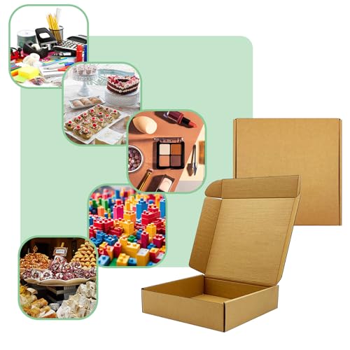 8x8x2 inch Shipping Boxes, Bulk 28 Pack, Brown Corrugated Cardboard Mailers - size: 8" x 8" x 2"