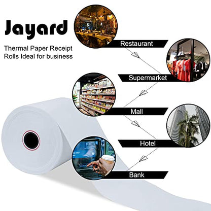 Jayard 2-1/4" X 85' Thermal Paper Rolls for Credit Card -2.25 x 85 ft Thermal Paper Rolls, 58mm Cash Register Rolls - Premium Register Tape Pos Thermal Printer Paper (10 Rolls) - size: 2-1/4" X 85', style: 10 Rolls
