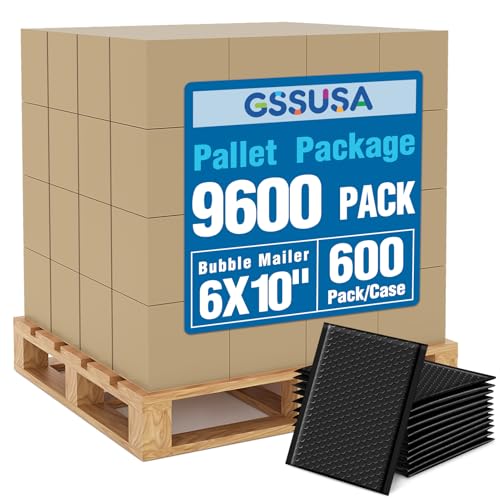 GSSUSA Black Bubble Mailers 6x10 Small Padded Envelopes 9600 Pack,1 Pallet - color: Black, size: 6x10 9600PC