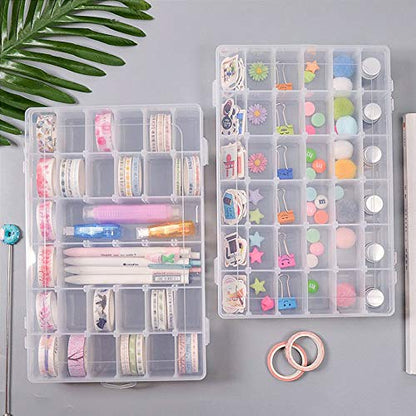 Bead Organizer Storage 2 Pack 36 Grid Jewelry Tackle Craft Box Adjustable - color: 2 Pack