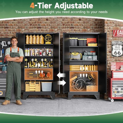 Letaya Metal Garage Storage Cabinets,76"Tall Large Tool Steel Lockers,Black - color: Black, size: 18”D x 36”W x 76”H