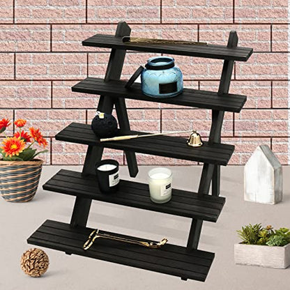 101pcs 5-Tier Wood Earring Display Stand, Retail Display Riser Earring, Ring Holder Stand, Removable Countertop Small Merchandise Display Stand with 100 Pcs Earring Card (Brown color) - color: Brown