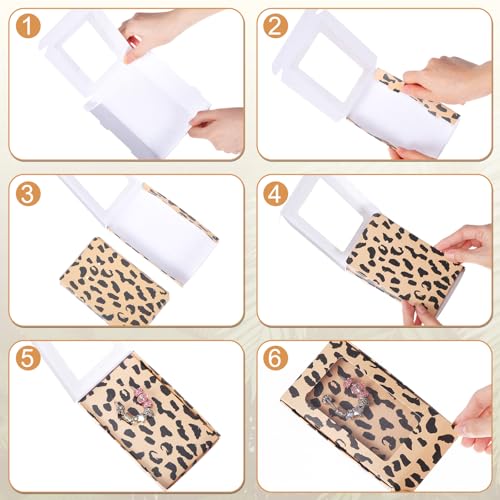 Crtiin 30 Pack Jewelry Gift Boxes Set with Clear Window, Leopard Print - color: Leopard Print