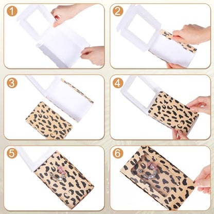Crtiin 30 Pack Jewelry Gift Boxes Set with Clear Window, Leopard Print - color: Leopard Print
