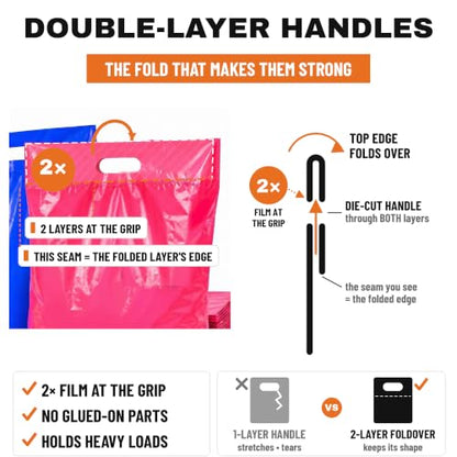16x18 Large Plastic Shopping Bags for Small Business with Handles