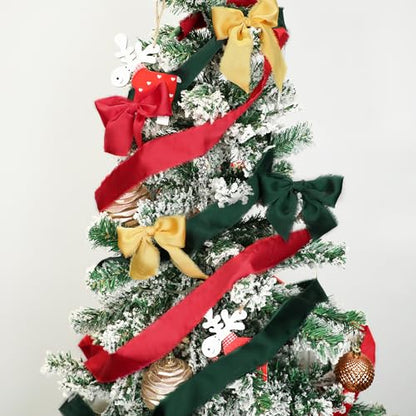 Keypan Christmas Frayed Satin Chiffon Ribbon, 1.5 Inches, 21 Yards - color: Christmas Set