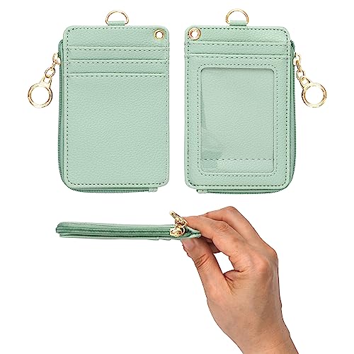 MONDO DESIGNS 2-in-1 Lanyard Wallet ID Badge Holder - Sage Green - color: Green