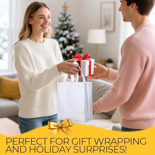 Eccliy 80 Pcs Reusable Gift Bags, Medium, White - color: White, size: Medium
