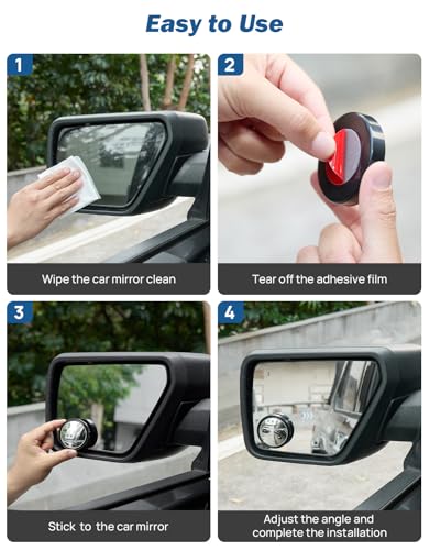 JOYTUTUS Blind Spot Mirror 2 Pack HD Frame Convex Glass for Wide Angle View and Safer Lane Changing Compatible with Cars SUVs Trucks RVs Easy Stick On & Long Lasting Durability - size: Round-shaped