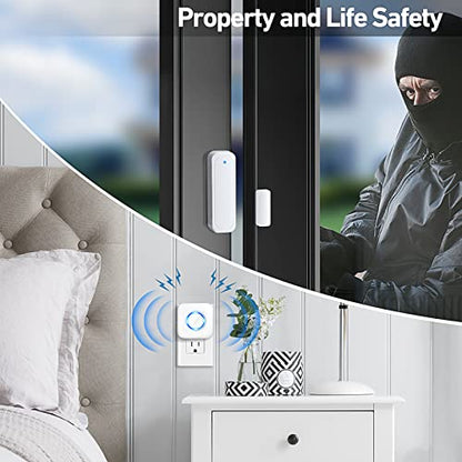 Satisure Wireless Door Open Contact Sensor Alarm Chime with 600 FT Range, 58 Chimes, 5 Volume Levels, LED Indicators - Door Ringer Alert for Business/Store/Home/Office