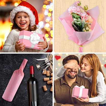 NEBURORA 60 Sheets Pink Tissue Paper Set Valentines Gift Wrap Paper(Pink) - color: Pink