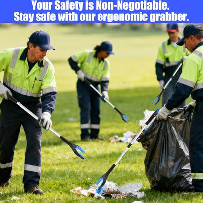 6 Pack 32 Inch Commercial Trash Grabber Tool for Elderly Assist, Foldable - color: Blue