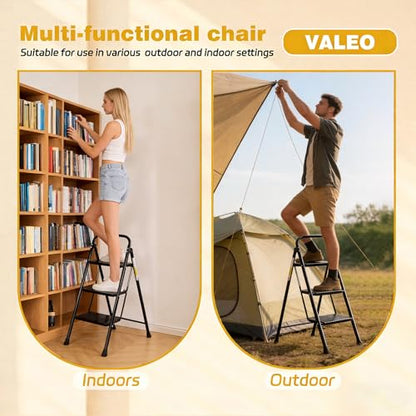 Valeo 3 Step Ladder, Folding Step Stool with Wide Anti-Slip Pedal - style: 3 Step