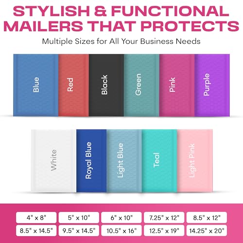 Hot Pink Bubble Mailers 4x8, Self Seal Poly Padded Envelopes #000, 500 Pack - color: Hot Pink, size: 4"x8" / 500 Pack