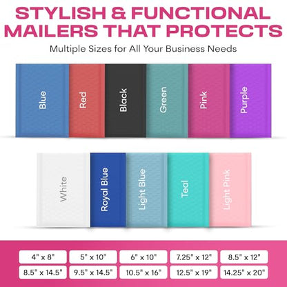 Hot Pink Bubble Mailers 4x8, Self Seal Poly Padded Envelopes #000, 500 Pack - color: Hot Pink, size: 4"x8" / 500 Pack