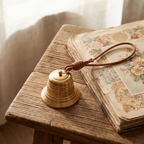 JJUNW 2 Pcs Small Hanging Bell for Door Knob, Gold Brass Hanging Bells