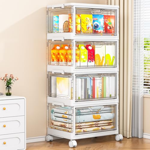 Kmiectse Clear Storage Bins with Lids - 4 Tier 32qt Plastic Stackable Bins - size: 32QT-4Pack&1Lid