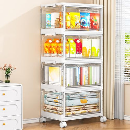 Kmiectse Clear Storage Bins with Lids - 4 Tier 32qt Plastic Stackable Bins - size: 32QT-4Pack&1Lid