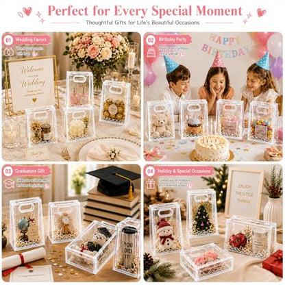 SHIPKEY 10 PCS Clear Gift Bags with Handles, Small White PVC Party Bag - color: White - Small
