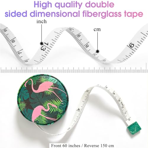 Body Measuring Tape for Body Cloth Tape Measure Fabric Tailors Sewing Medical Measurements TapeLeather Tape Measure Retractable Dual Sided Ruler (Flamingo Palm) - color: Flamingo Palm