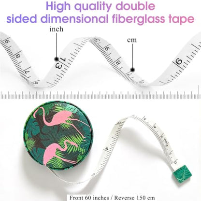 Body Measuring Tape for Body Cloth Tape Measure Fabric Tailors Sewing Medical Measurements TapeLeather Tape Measure Retractable Dual Sided Ruler (Flamingo Palm) - color: Flamingo Palm