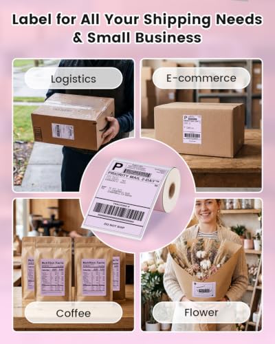 Phomemo 4x6 Purple Thermal Label, Shipping Labels Pack of 250 4x6 Roll Labels, Compatible with Phomemo, Zebra, Rollo, Jadens and Other Thermal Printers - color: Purple
