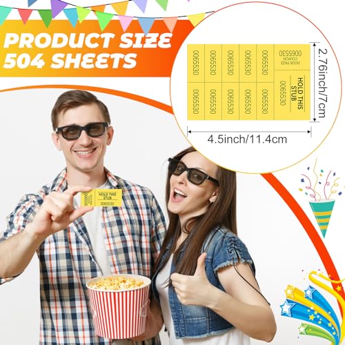 Kosiz 504 Pcs Raffle Tickets Basket Auction 10 Bid Numbers, Yellow - color: Yellow