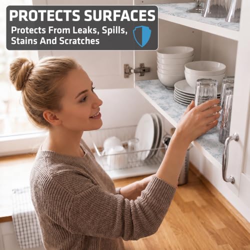 Drymate Premium Luxury Shelf & Drawer Liners, 12”x59”, 24-Pack, Light Blue - color: Light Blue Floral, size: 12" x 59" (24-Pack)
