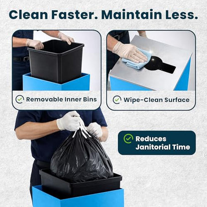 Alpine Commercial Indoor Recycle Bin - 29 Gallon Blue Recycle Bin Recycle Trash Can Office Recycling Bins, Metal Recycling Container with Stickers & 3 Optional Lids (lid Sold Separately) - color: Blue Can