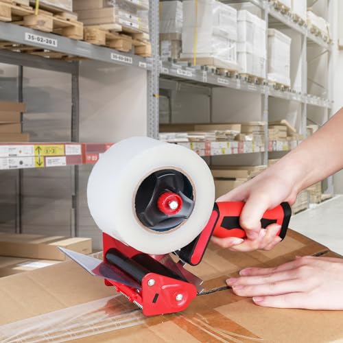QILIMA Packing Tape Dispenser Gun 2" Light Seal Packing for Use Tape Dispenser Gun for Shipping, Moving, Carton and Box Sealing-Red (Pack of 2) - size: 2 inch (Pack of 2)