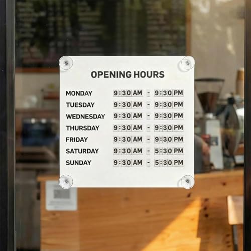 Magnetic Business Hours Sign, Changeable Storefront Opening Hours Board - color: White Board