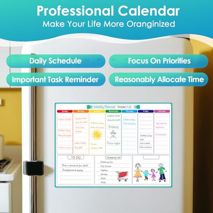 MaxGear Weekly Dry Erase Board for Fridge, 16"x12" Magnetic Calendar