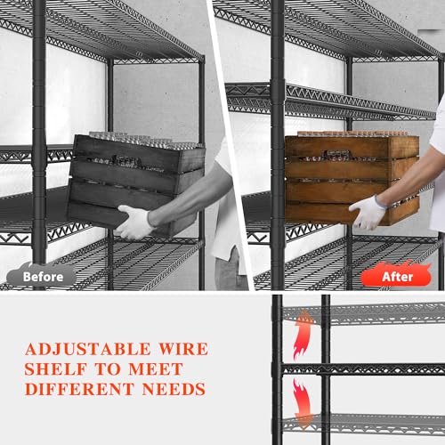 REIBII Storage Shelves 3200 LBS Capacity Wire Shelving with Wheels Heavy Duty Metal Shelf for Warehouses, Garage,Kitchens, School,Commercial Shelf, 73" H X 60" W X 18" D, 2 Pack - size: 2 Set-60''W X 18'' D X 73'' H