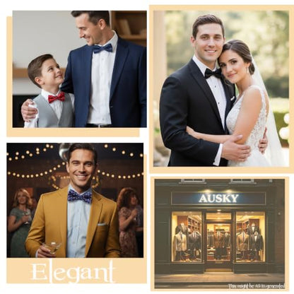 AUSKY 8 PACKS Elegant Adjustable Pre-tied Bow Ties for Men Boys (1&4&5&6&8 Pack for option) - color: Mixed Color