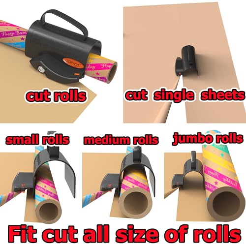 PERFYCUT Wrapping Paper Cutter with 3 Replaceable Blade Sets for Birthday Paper Gift Wrapping Paper Roll Cutter and Christmas Wrapping Paper Cutter Tool Tube Holder Slidding Slicing.