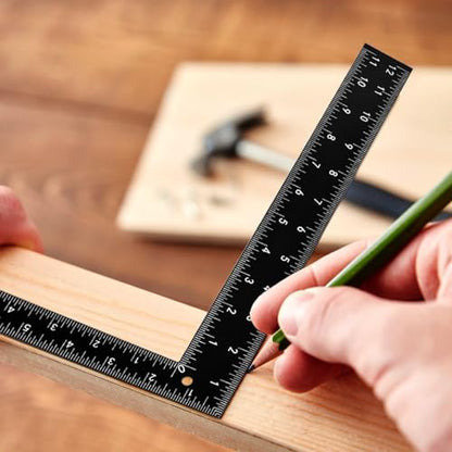 Professional 8x12 Inch Carpenter Square - Heavy-Duty Carbon Steel Framing Tool with Dual-Scale (Imperial/Metric), Rust-Resistant Right Angle Ruler for Carpentry, Roofing & Layouts - color: Silver