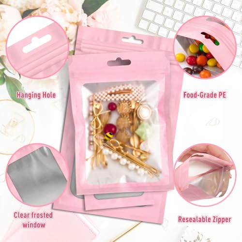 ANZNKU 300 Pcs Mylar Bags 3×4", Pink Resealable Smell Proof Bag Sealable - color: Matte Pink, size: 3x4 Inch