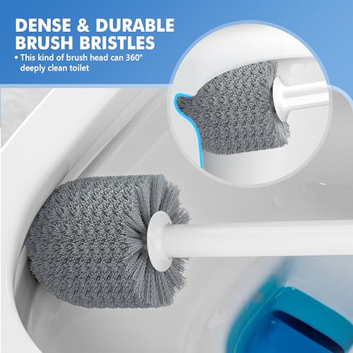 LOVLOY Toilet Plunger and Brush, Bowl Brush and Heavy Duty Toilet Plunger Set with Ventilated Holder, 2-in-1 Toilet Brush and Plunger Combo for Bathroom Cleaning (2, White) - color: White