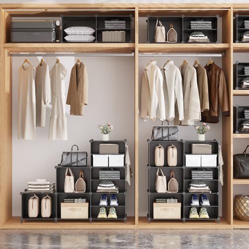 AWTATOS 6 Cube Closet Organizer Storage Shelves, Black - color: Black
