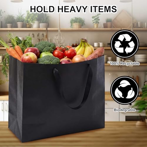 Fuyoooo 20 Pcs 18"x7"x14" Extra Large Gift Bags with Ribbon Handles, Black - color: Black