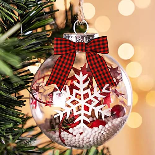 Meseey 50 Pcs 3 Inch Grosgrain Ribbon Twist Ties & Bows - Black & Red Buffalo Plaid Check Premade Craft Bows for Treat Bags & Gift Wrapping - Christmas Party - color: Red and black
