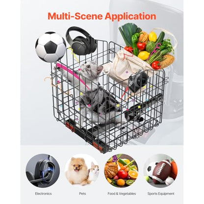 Happybuy Scooter Rear Basket, Folding Heavy - Duty Metal Wire Cargo Basket, Fits 1 - inch Receiver, Compatible with Most Golden, Drive & Pride Mobility Scooters