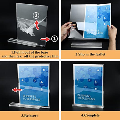 Acrylic Sign Holder 5x7,6 Pack Clear Plastic Table Display Vertical Double-Sided Desktop Display Stand Paper Holder Clear Table Sign Holder for Menu ad Frame Suitable Restaurants Meeting Office Store - size: Vertical 6 Pack 5x7''