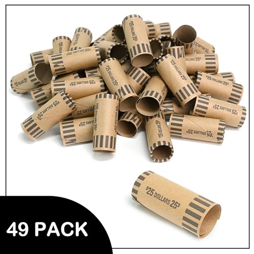 LLIKED 49 PCS Preformed Coin Wrappers Rolls -1 Dollars - size: 49 Dollars Coin Rolls