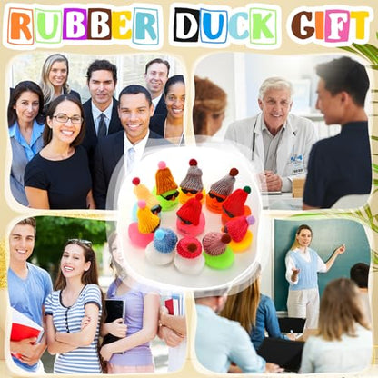 Liliful 24 Sets Colorful Rubber Ducks with Knit Hat Sunglasses Card Bag - color: Colorful
