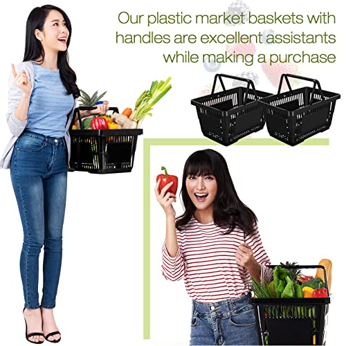 20 Pcs Bulk Shopping Baskets with Handles, Black - color: Black
